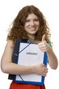 Female student with briefcase curriculum vitae