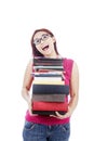 Female student carrying books Royalty Free Stock Photo