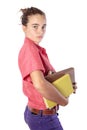 Female student carrying some books Royalty Free Stock Photo