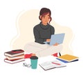 Female Student Character Sitting On Floor With Laptop And Books, Creating A Comfortable Study Space Royalty Free Stock Photo