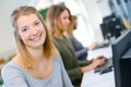 Female student in computer class Royalty Free Stock Photo