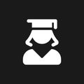 Female student dark mode glyph ui icon