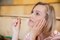 Female student day dreaming in a class Royalty Free Stock Photo