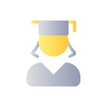 Female student flat gradient two-color ui icon