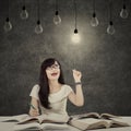 Female student getting bright inspiration 3 Royalty Free Stock Photo