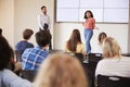 Female Student Giving Presentation To High School Class In Front Of Screen Royalty Free Stock Photo