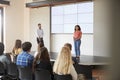 Female Student Giving Presentation To High School Class In Front Of Screen Royalty Free Stock Photo