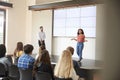 Female Student Giving Presentation To High School Class In Front Of Screen Royalty Free Stock Photo