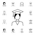female student icon. Detailed set of Proffecions icons. Premium quality graphic design sign. One of the collection icons for websi Royalty Free Stock Photo