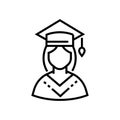 Female student - line design single isolated icon