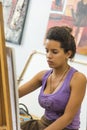 Female student painting Art School San Alejandro Havana Royalty Free Stock Photo