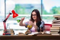 The female student preparing for chemistry exams Royalty Free Stock Photo