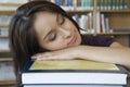 Female Student Sleeping On Book Royalty Free Stock Photo
