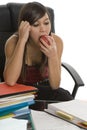 Female student when studying with apple Royalty Free Stock Photo