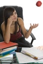 Female student when studying with apple Royalty Free Stock Photo