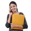 Female student talking on cellphone Royalty Free Stock Photo