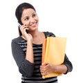 Female student talking on cellphone Royalty Free Stock Photo