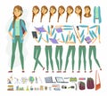 Female student - vector cartoon people character constructor