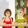 Female students in the college library