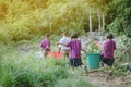 Female Students help to remove rubbish from the classroom Royalty Free Stock Photo