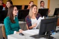 Female students at an informatics lecture