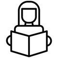 Female studying VIsolated Vector icon which can easily modify or edit