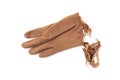 Female suede glove spoiled by a puppy