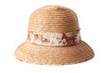 Female summer straw hat isolated on white Royalty Free Stock Photo