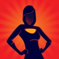 Female Superhero Silhouette With Red Background Royalty Free Stock Photo