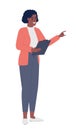 Female supervisor with clipboard semi flat color vector character