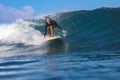 Female surfer on a wave Royalty Free Stock Photo