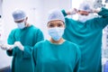 Female surgeon wearing surgical mask in operation theater Royalty Free Stock Photo