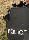 Female SWAT with ballistic shield Royalty Free Stock Photo