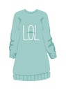 Female sweatshirt blue style hoodie and warm cotton jumper clothing design flat vector illustration.
