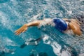 Female swimmer in an indoor swimming pool Royalty Free Stock Photo