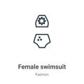 Female swimsuit outline vector icon. Thin line black female swimsuit icon, flat vector simple element illustration from editable Royalty Free Stock Photo