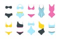 Female swimwear collection  isolated. Colorful swimsuit Royalty Free Stock Photo