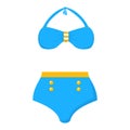 Female swimwear  isolated. Colorful blue swimsuit Royalty Free Stock Photo