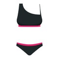 Female swimwear  isolated. Colorful pink and black Royalty Free Stock Photo