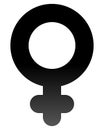 Female symbol icon - black thick rounded gradient, isolated - vector