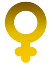Female symbol icon - golden thick rounded gradient, isolated - vector