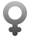 Female symbol icon - medium gray thick rounded gradient, isolated - vector