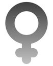Female symbol icon - medium gray thick rounded gradient, isolated - vector