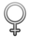 Female symbol icon - medium gray thin rounded outlined gradient, isolated - vector