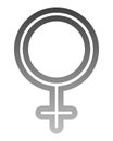 Female symbol icon - medium gray thin rounded outlined gradient, isolated - vector