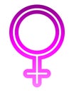 Female symbol icon - purple thin rounded outlined gradient, isolated - vector