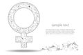 Female symbol. isolated from low poly wireframe on white background. abstract polygonal image mash line and point. for Royalty Free Stock Photo