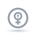 Female gender symbol with keyhole. Biological woman sign.