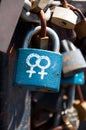 Female symbols on a lock