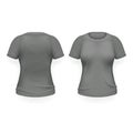 Female T-shirt black front side back template realistic 3d design isolated vector illustration